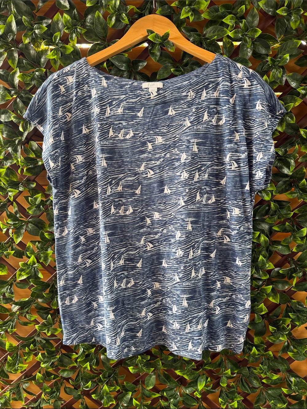 J. Jill Blue Sailboat-Print Short Sleeve Tee